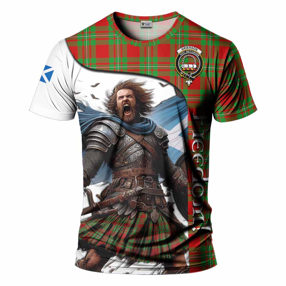 Grierson Crest Tartan T-Shirt Inspired by the Freedom of Scottish Warrior