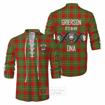 Grierson Tartan Ghillie Kilt Shirt with Family Crest DNA In Me Style