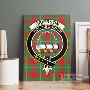 Grierson Tartan Canvas Print Wall Art with Family Crest