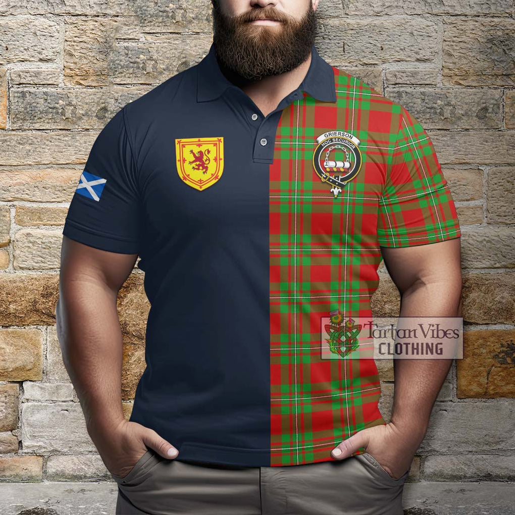 Tartan Vibes Clothing Grierson Tartan Polo Shirt with Scottish Lion Royal Arm Half Style