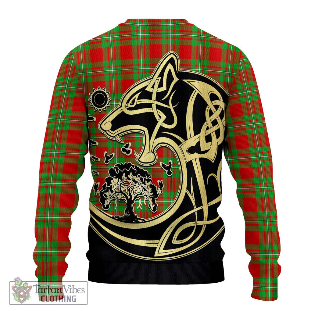 Grierson Tartan Knitted Sweater with Family Crest Celtic Wolf Style - Tartan Vibes Clothing