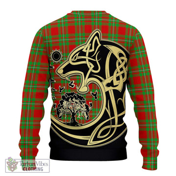 Grierson Tartan Ugly Sweater with Family Crest Celtic Wolf Style