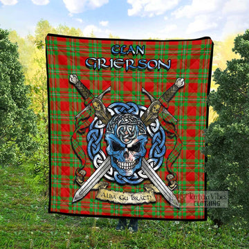 Grierson Tartan Quilt with Celtic Skull Alba Gu Brath Style