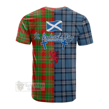 Grierson Tartan Cotton T-shirt Happy St. Andrew's Day Half Tartan Style - Tartan Vibes Clothing