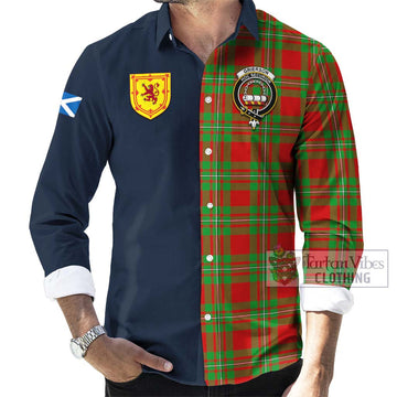 Grierson Tartan Long Sleeve Button Shirt Alba with Scottish Lion Royal Arm Half Style