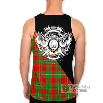 Grierson Tartan Men's Tank Top with Family Crest and Military Logo Style