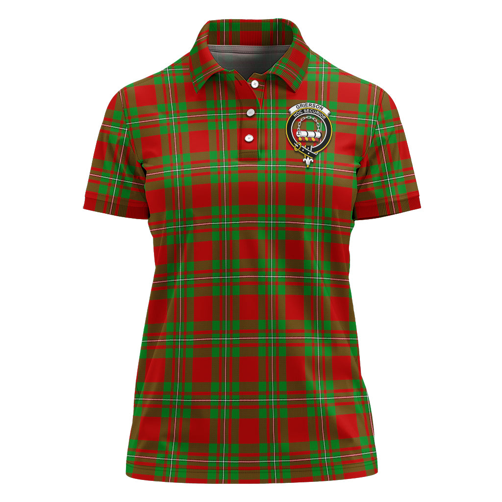 Grierson Tartan Polo Shirt with Family Crest For Women - Tartan Vibes Clothing