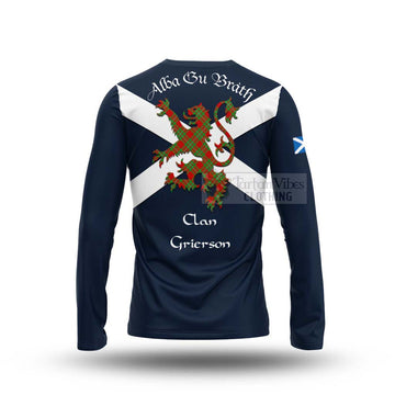 Grierson Tartan Lion Rampant Long Sleeve T-Shirt Proudly Display Your Heritage with Alba Gu Brath and Clan Name - Tartan Vibes Clothing