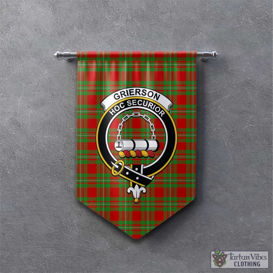 Tartan Vibes Clothing Grierson Tartan Gonfalon, Tartan Banner with Family Crest