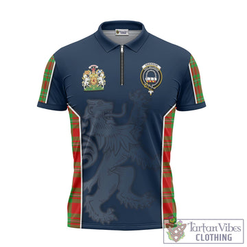 Grierson Tartan Zipper Polo Shirt with Family Crest and Lion Rampant Vibes Sport Style