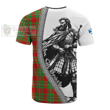Grierson Tartan Clan Crest Cotton T-shirt with Highlander Warrior Celtic Style - Tartan Vibes Clothing