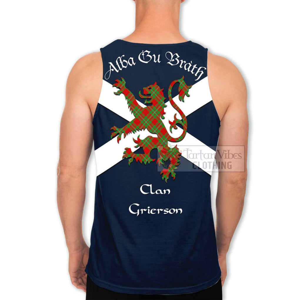 Tartan Vibes Clothing Grierson Tartan Lion Rampant Men's Tank Top – Proudly Display Your Heritage with Alba Gu Brath and Clan Name