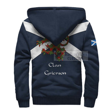 Grierson Tartan Lion Rampant Sherpa Hoodie  Proudly Display Your Heritage with Alba Gu Brath and Clan Name