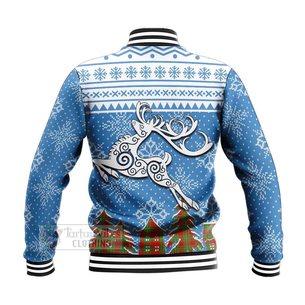 Tartan Vibes Clothing Grierson Clan Christmas Baseball Jacket Celtic Reindeer Style