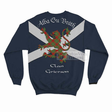 Grierson Tartan Lion Rampant Sweatshirt  Proudly Display Your Heritage with Alba Gu Brath and Clan Name