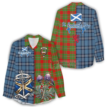 Grierson Tartan Women's Casual Shirt Happy St. Andrew's Day Half Tartan Style