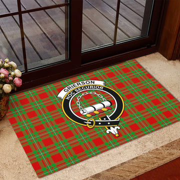 Grierson Tartan Door Mat with Family Crest