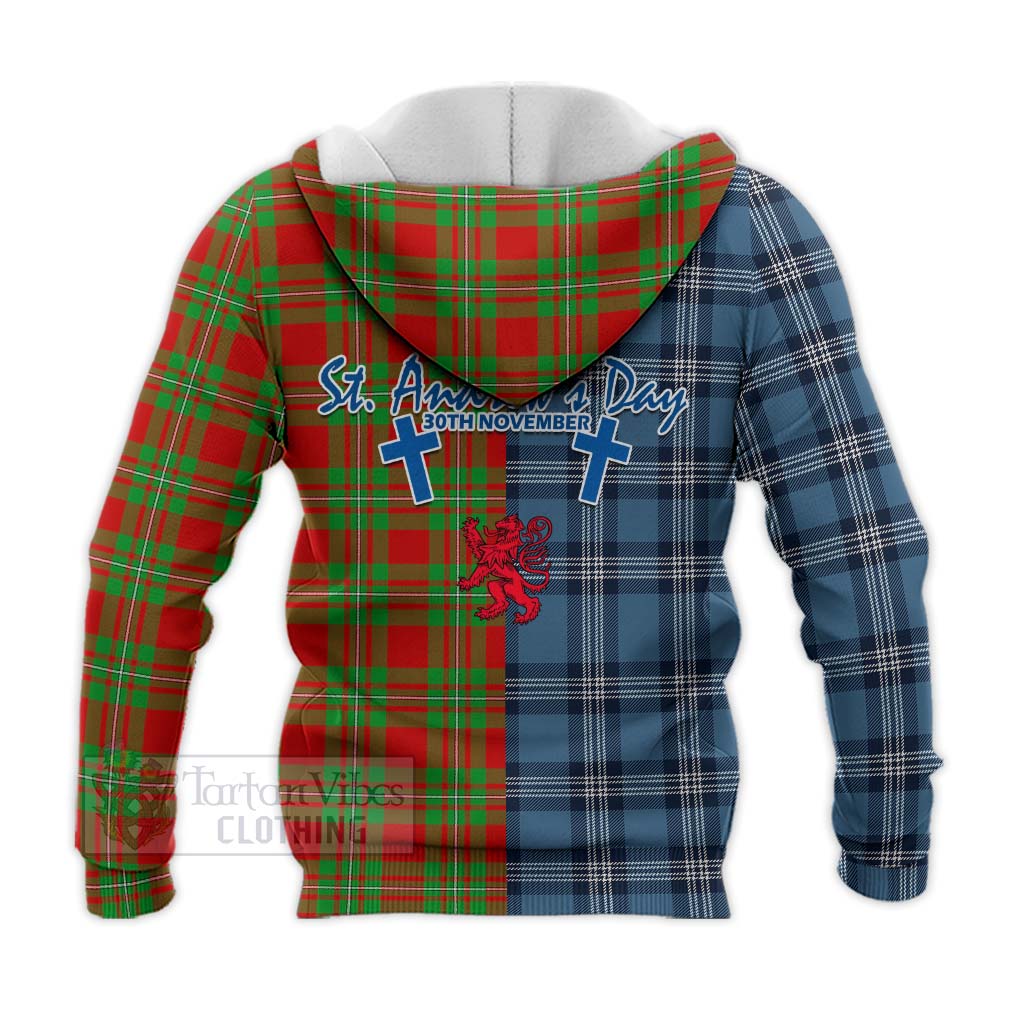 Tartan Vibes Clothing Grierson Tartan Knitted Hoodie Happy St. Andrew's Day Half Tartan Style