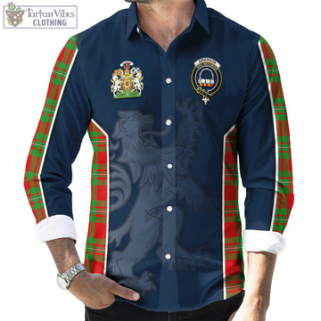 Grierson Tartan Long Sleeve Button Up Shirt with Family Crest and Lion Rampant Vibes Sport Style