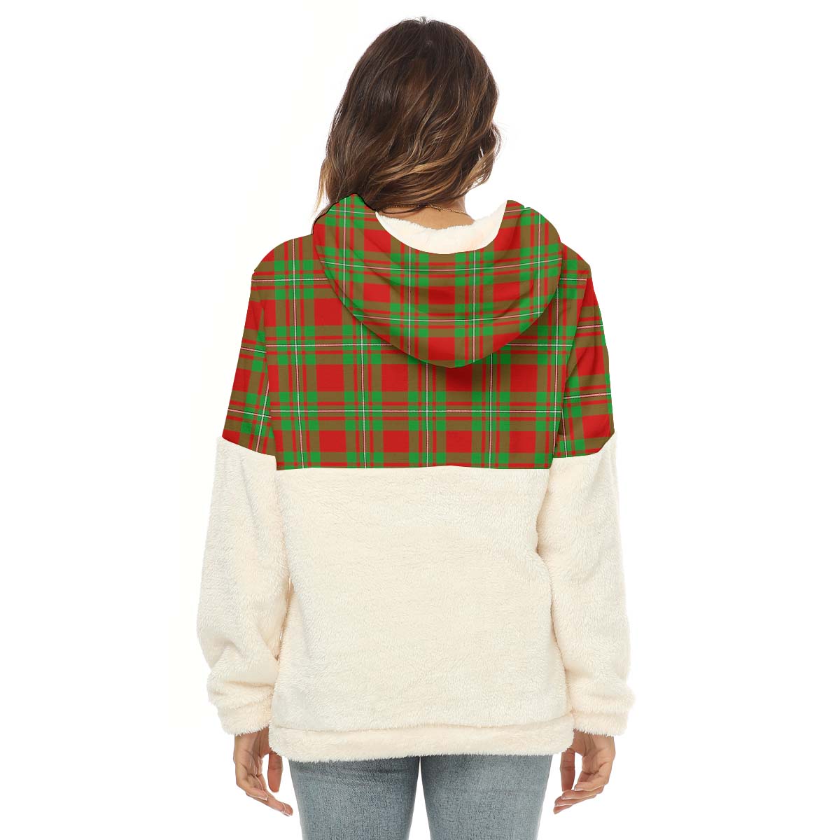 Grierson Tartan Women's Borg Fleece Hoodie With Half Zip with Family Crest - Tartan Vibes Clothing