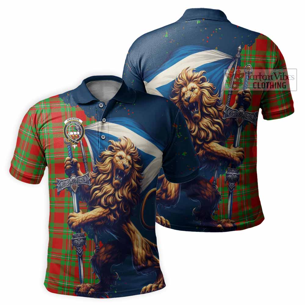 Tartan Vibes Clothing Grierson Tartan Family Crest Men's Polo Shirt with Scottish Majestic Lion