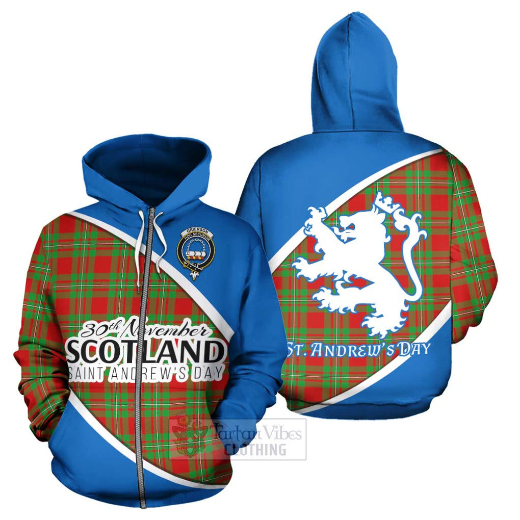 Tartan Vibes Clothing Grierson Family Crest Tartan Hoodie Celebrate Saint Andrew's Day in Style