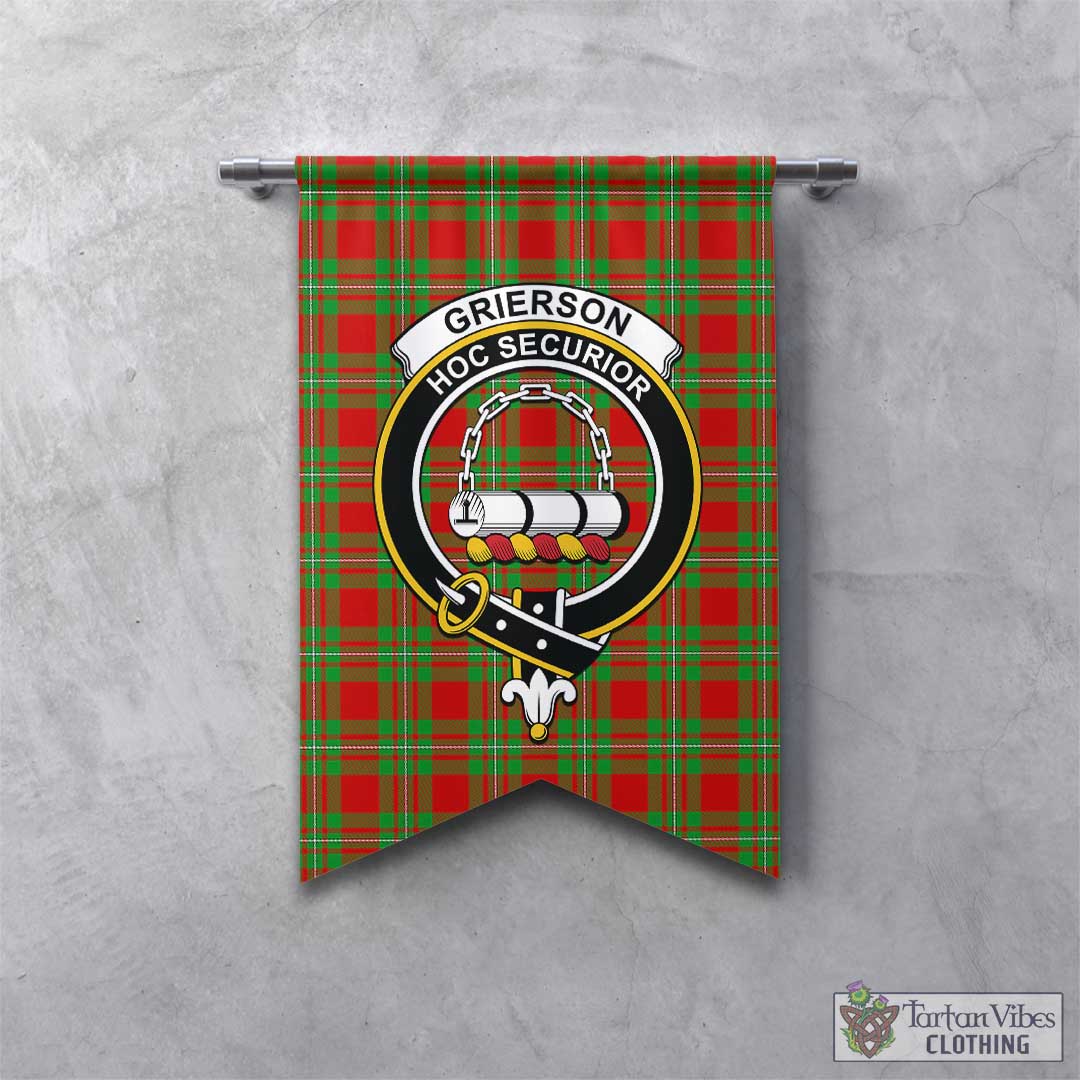 Tartan Vibes Clothing Grierson Tartan Gonfalon, Tartan Banner with Family Crest