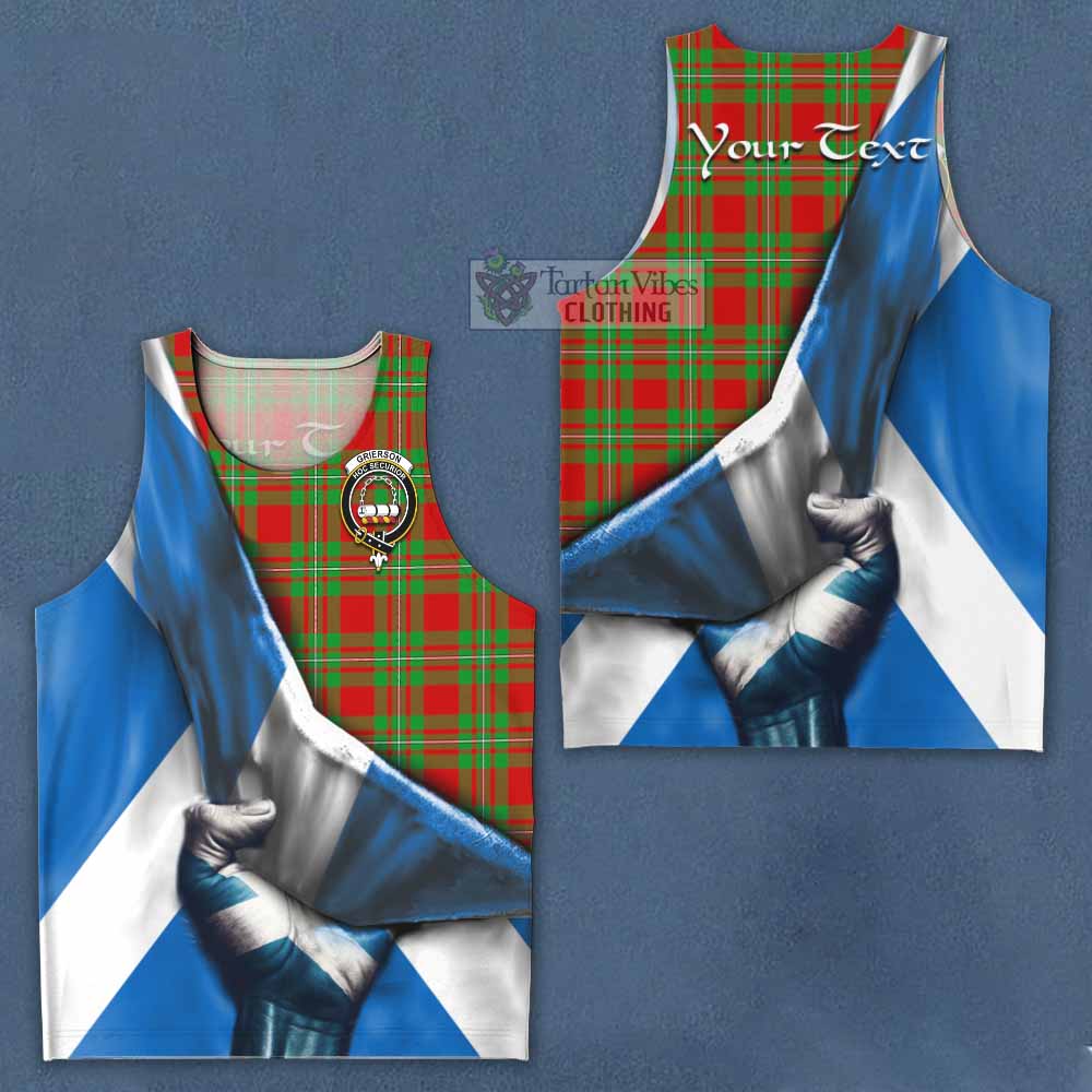 Tartan Vibes Clothing Grierson Tartan Men's Tank Top with Family Crest Scotland Patriotic Style