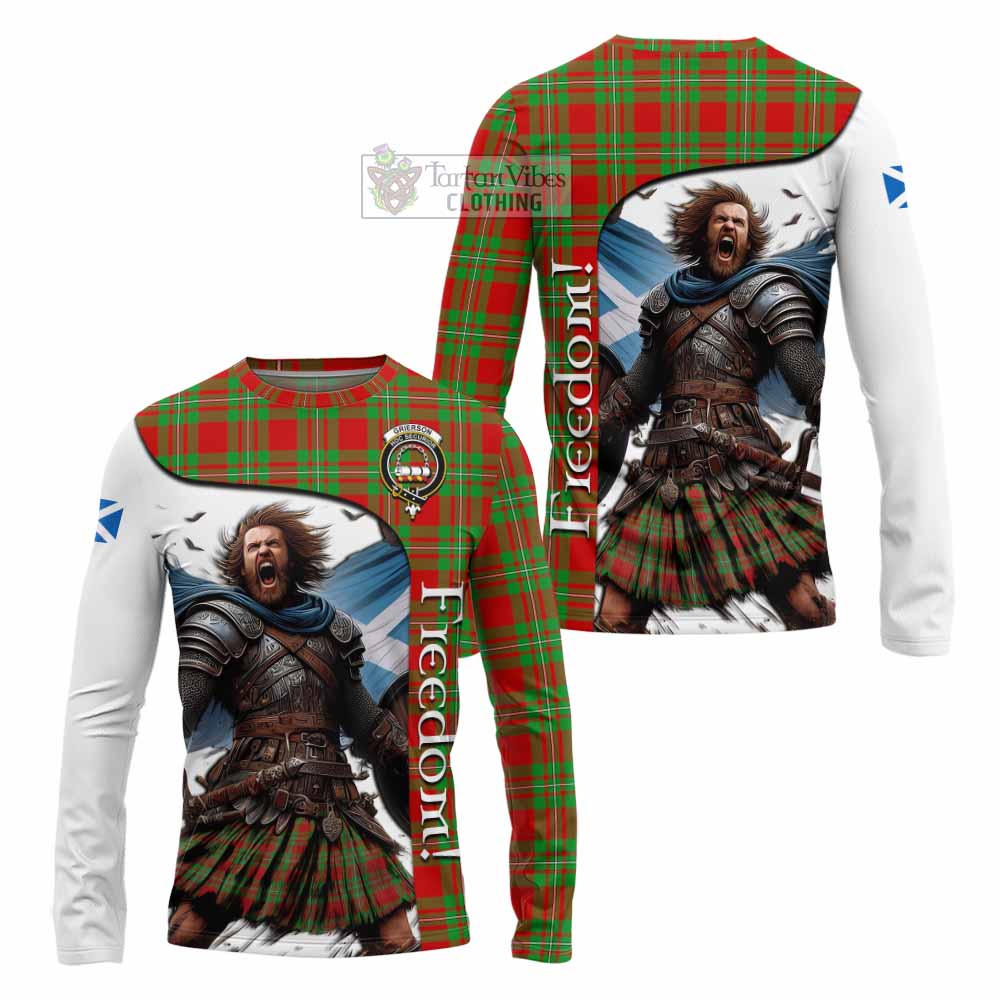 Tartan Vibes Clothing Grierson Crest Tartan Long Sleeve T-Shirt Inspired by the Freedom of Scottish Warrior