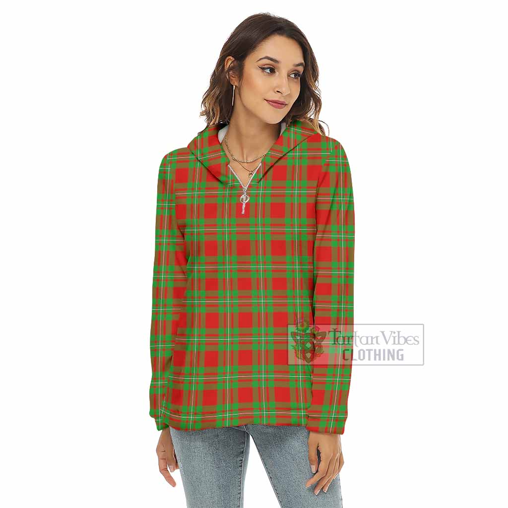 Grierson Tartan Women's Borg Fleece Hoodie with Half Zip - Tartan Vibes Clothing