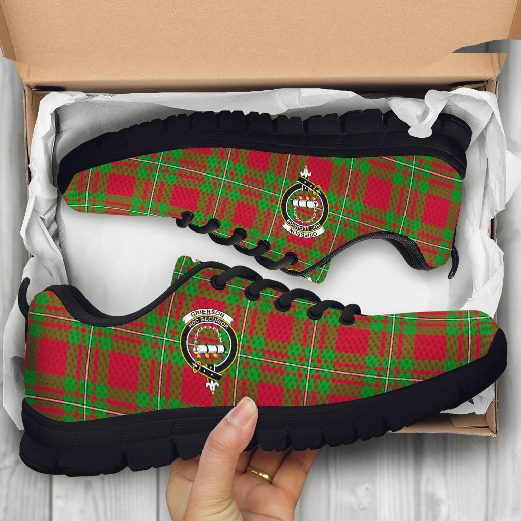 Grierson Tartan Sneakers with Family Crest - Tartan Vibes Clothing