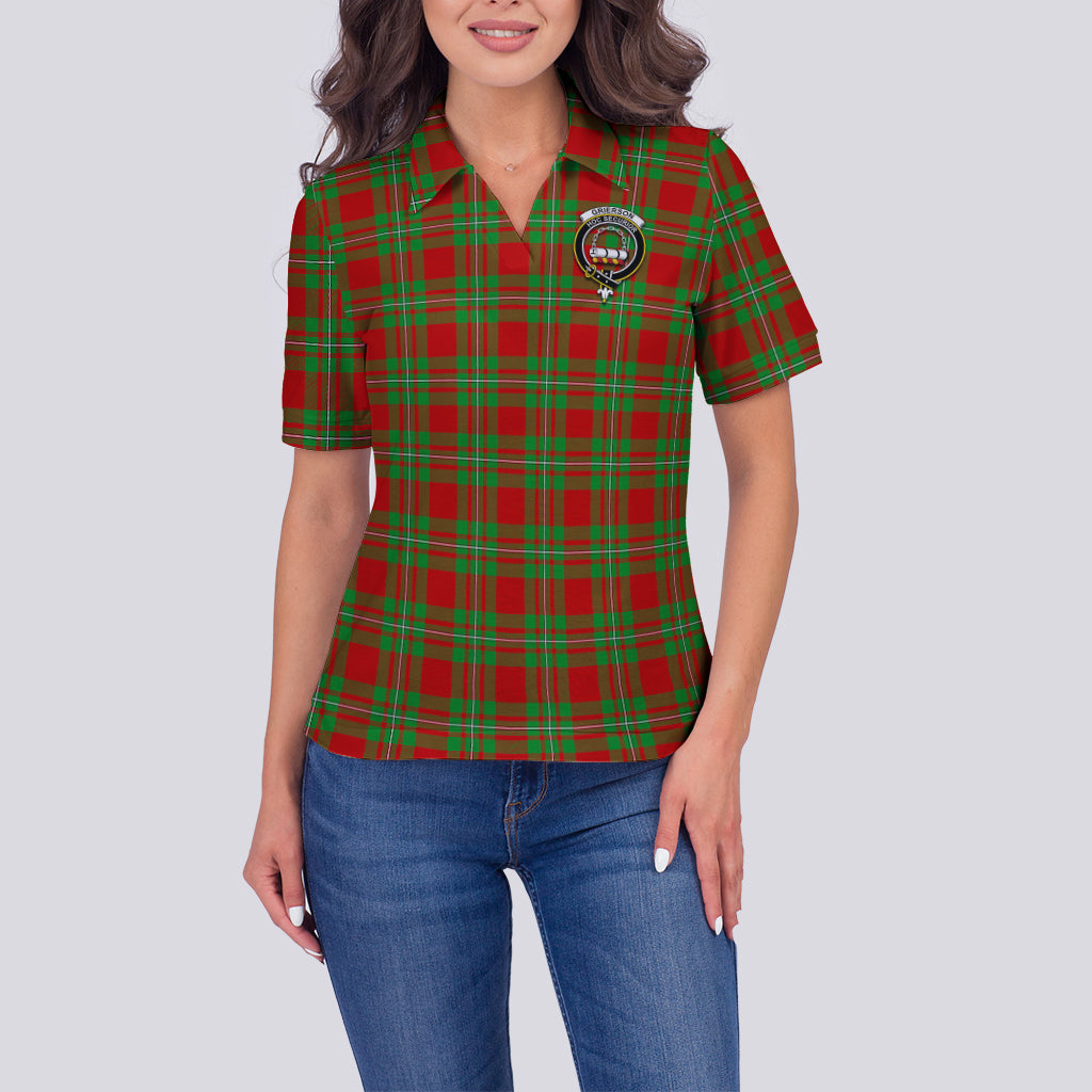 Grierson Tartan Polo Shirt with Family Crest For Women - Tartan Vibes Clothing