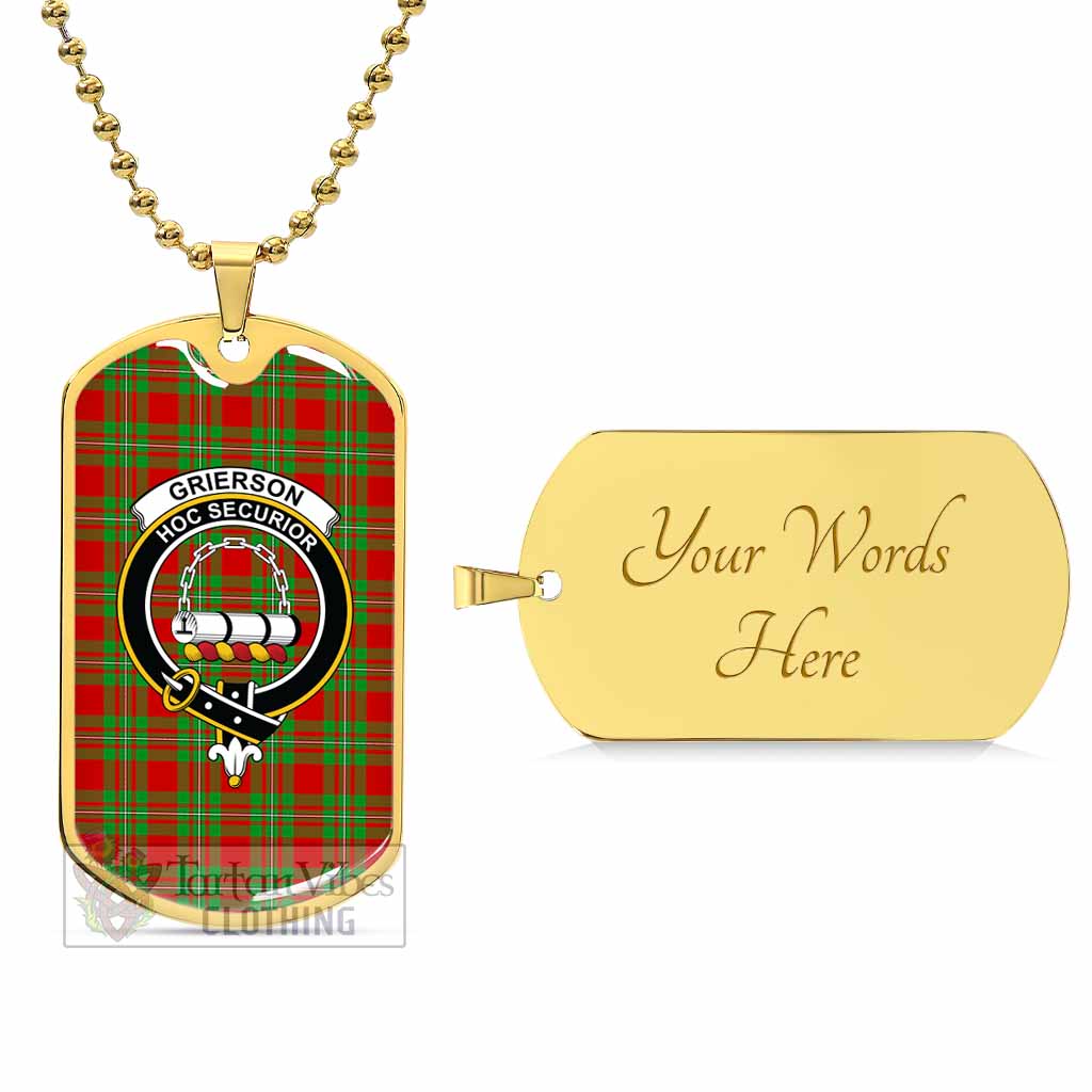 Tartan Vibes Clothing Grierson Tartan Dog Tag Necklace with Family Crest