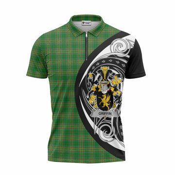 Griffin Irish Clan Zipper Polo Shirt Celtic Circle Style Unisex - Tartan Vibes Clothing