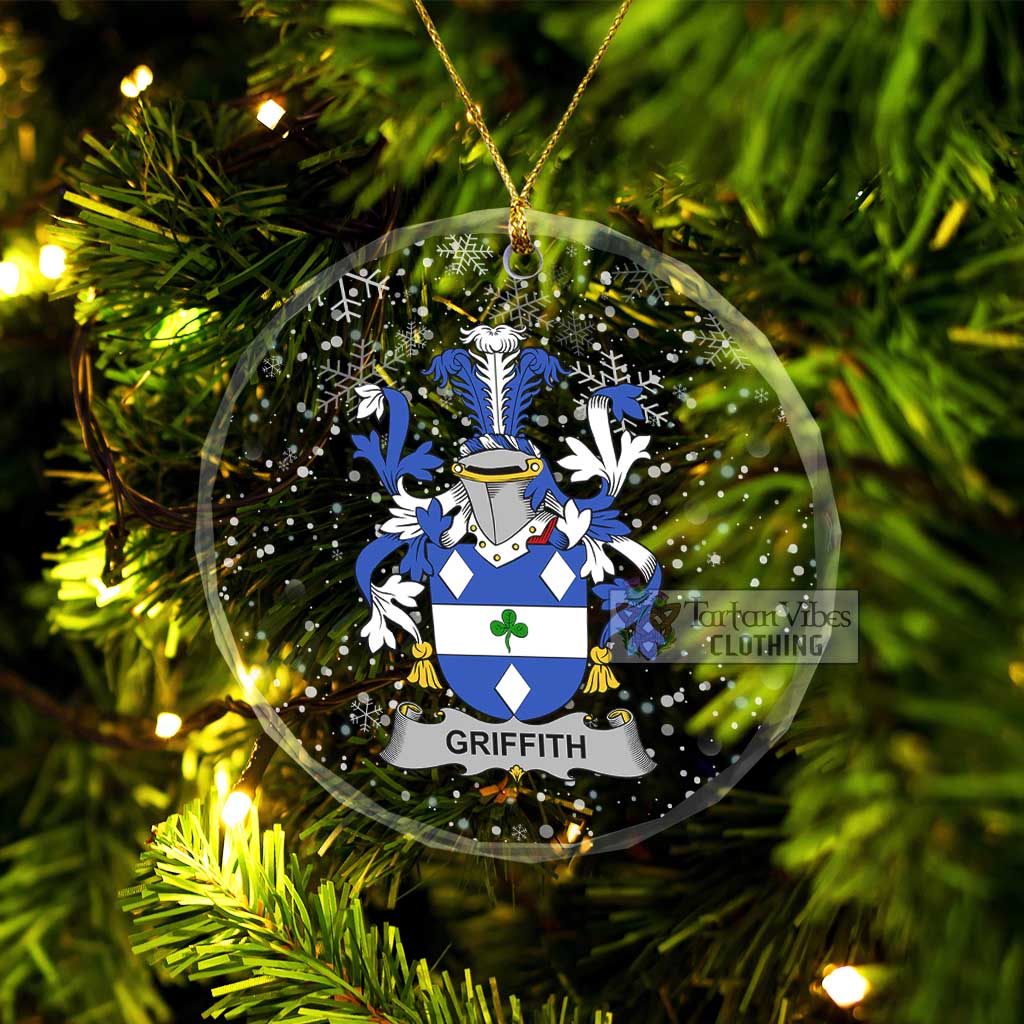 Griffith Irish Clan Christmas Glass Ornament with Coat of Arms Transparent Glass Circle - 2D-tartanvibesclothing