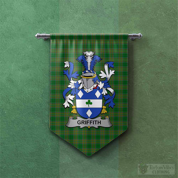 Griffith Irish Clan Tartan Gonfalon, Tartan Banner with Coat of Arms Chevron - Tartan Vibes Clothing