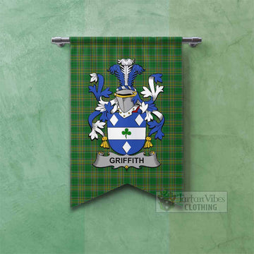 Griffith Irish Clan Tartan Gonfalon, Tartan Banner with Coat of Arms Fishtail - Tartan Vibes Clothing