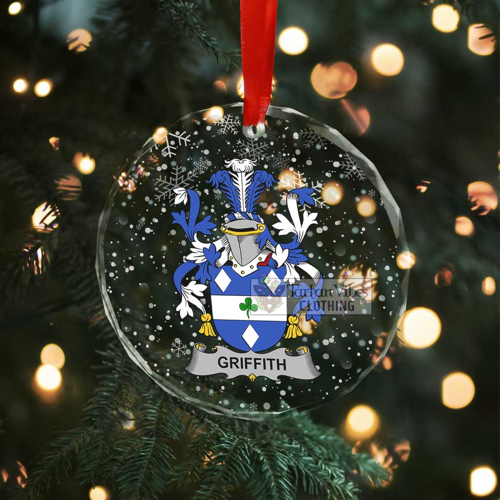 Griffith Irish Clan Christmas Glass Ornament with Coat of Arms - 2D-tartanvibesclothing