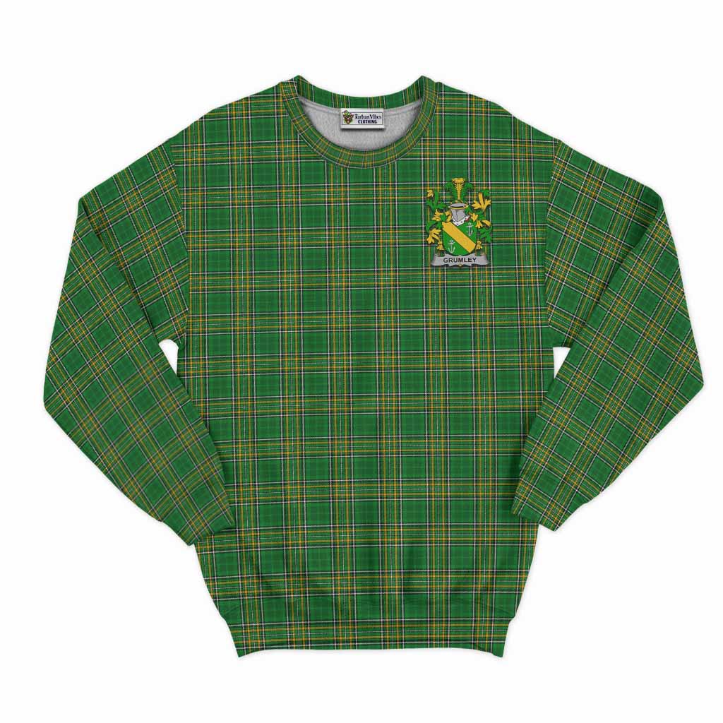 Tartan Vibes Clothing Grumley Irish Clan Tartan Sweatshirt with Coat of Arms