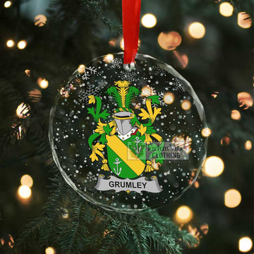 Grumley Irish Clan Christmas Glass Ornament with Coat of Arms