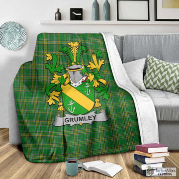 Grumley Irish Clan Tartan Blanket with Coat of Arms