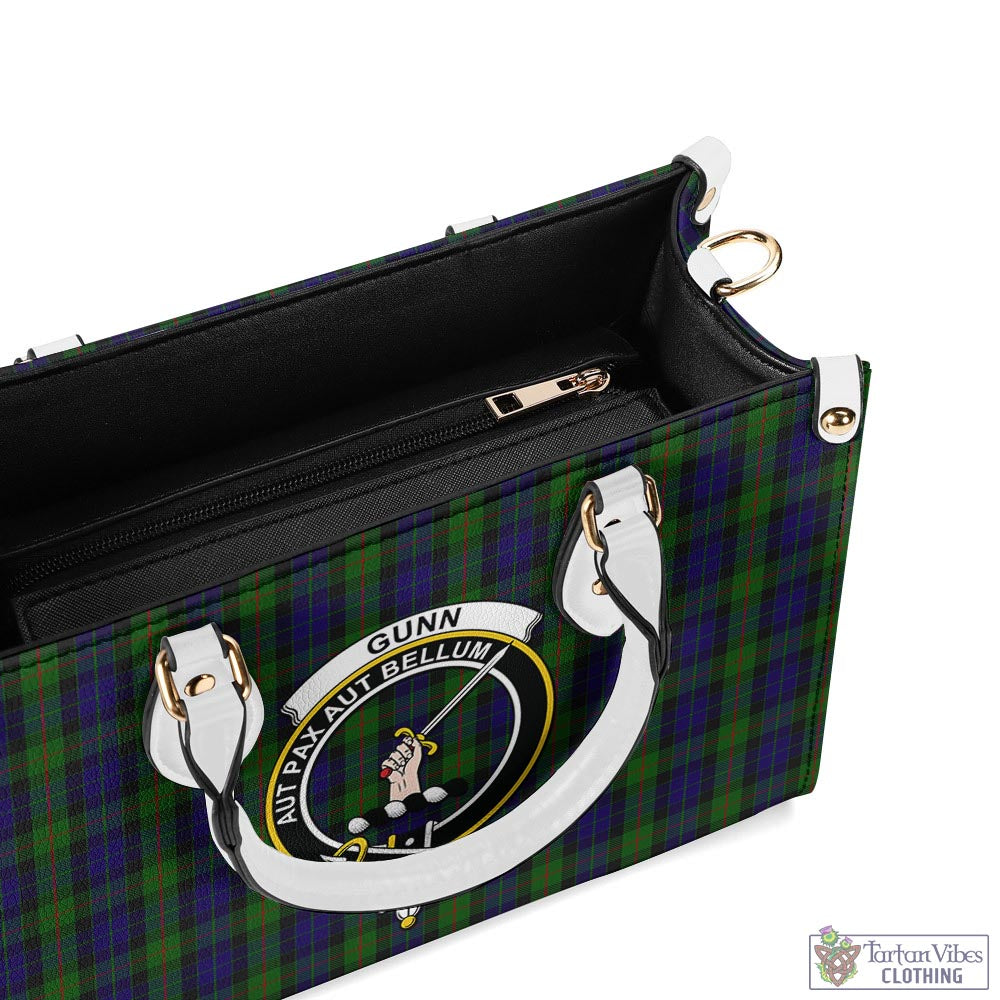 Tartan Vibes Clothing Gunn Tartan Luxury Leather Handbags with Family Crest