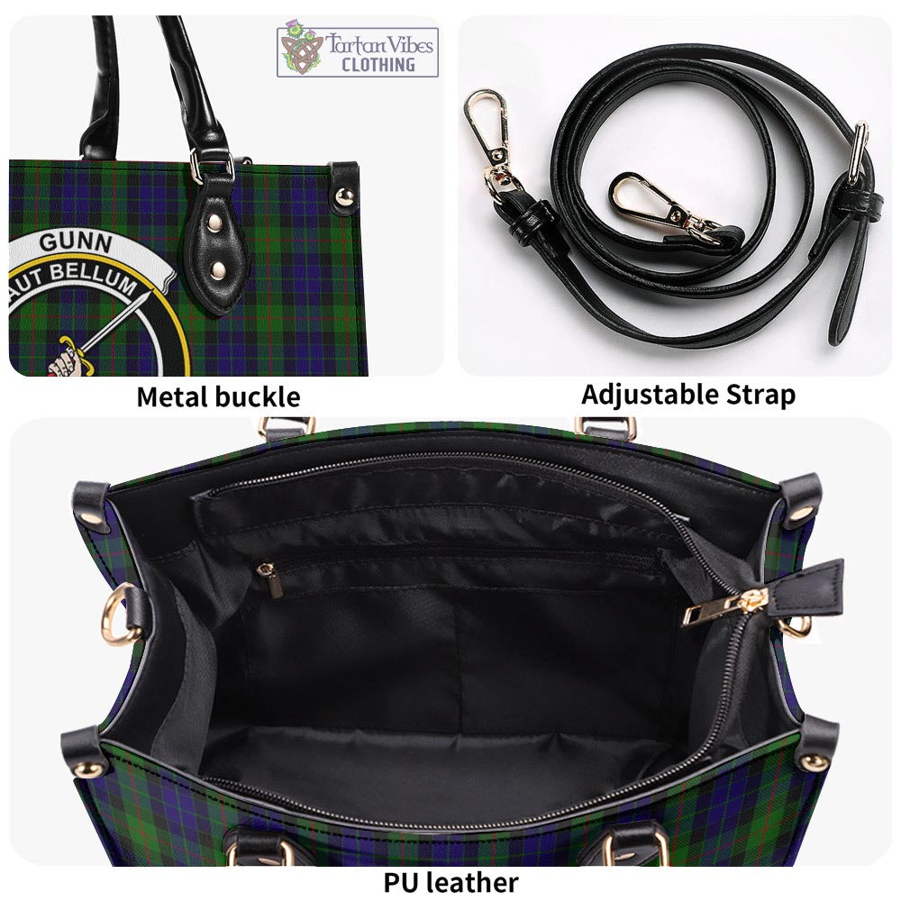 Tartan Vibes Clothing Gunn Tartan Luxury Leather Handbags with Family Crest