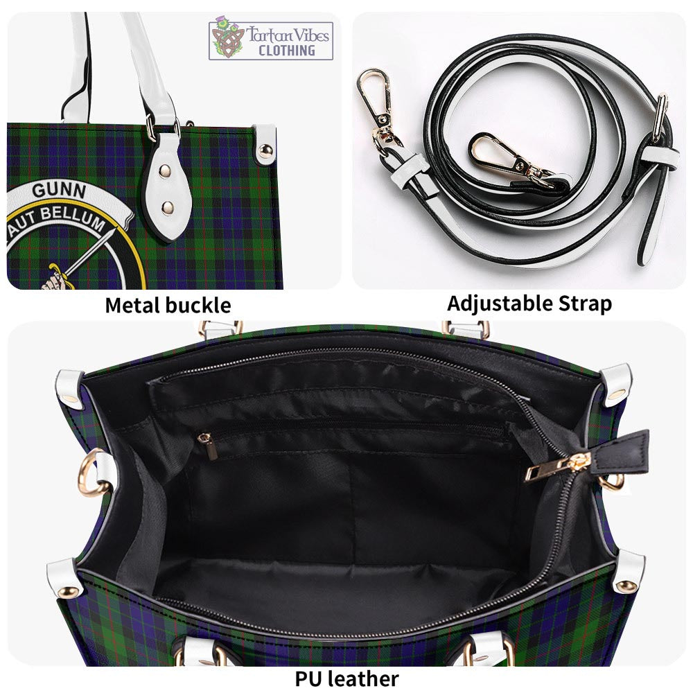 Tartan Vibes Clothing Gunn Tartan Luxury Leather Handbags with Family Crest