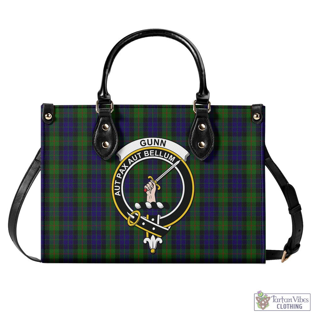 Tartan Vibes Clothing Gunn Tartan Luxury Leather Handbags with Family Crest