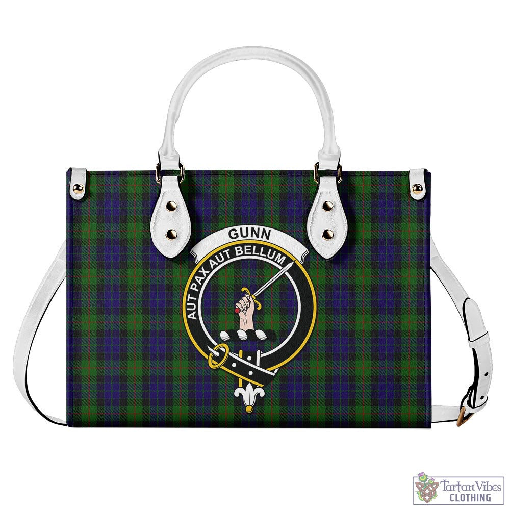 Tartan Vibes Clothing Gunn Tartan Luxury Leather Handbags with Family Crest