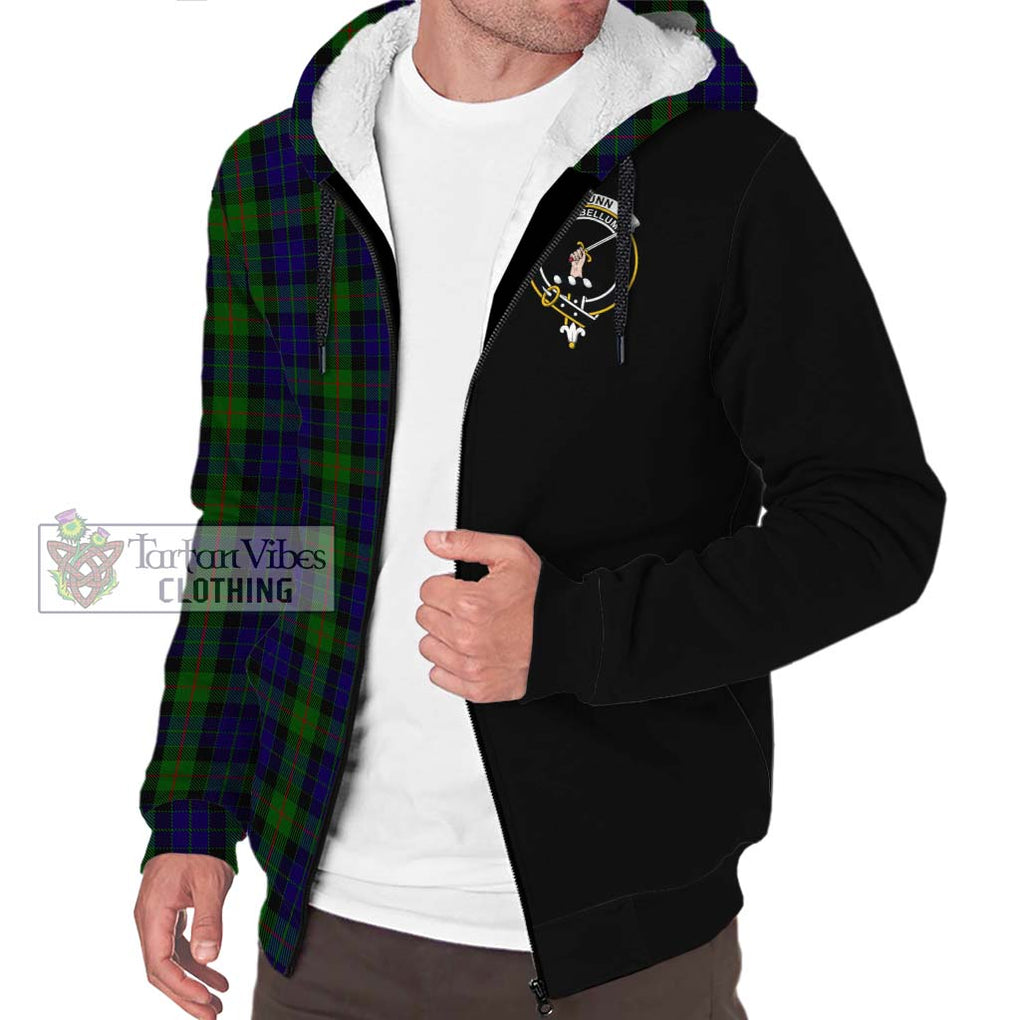 Gunn Tartan Sherpa Hoodie with Family Crest and Half Of Me Style Unisex S - Tartanvibesclothing Shop