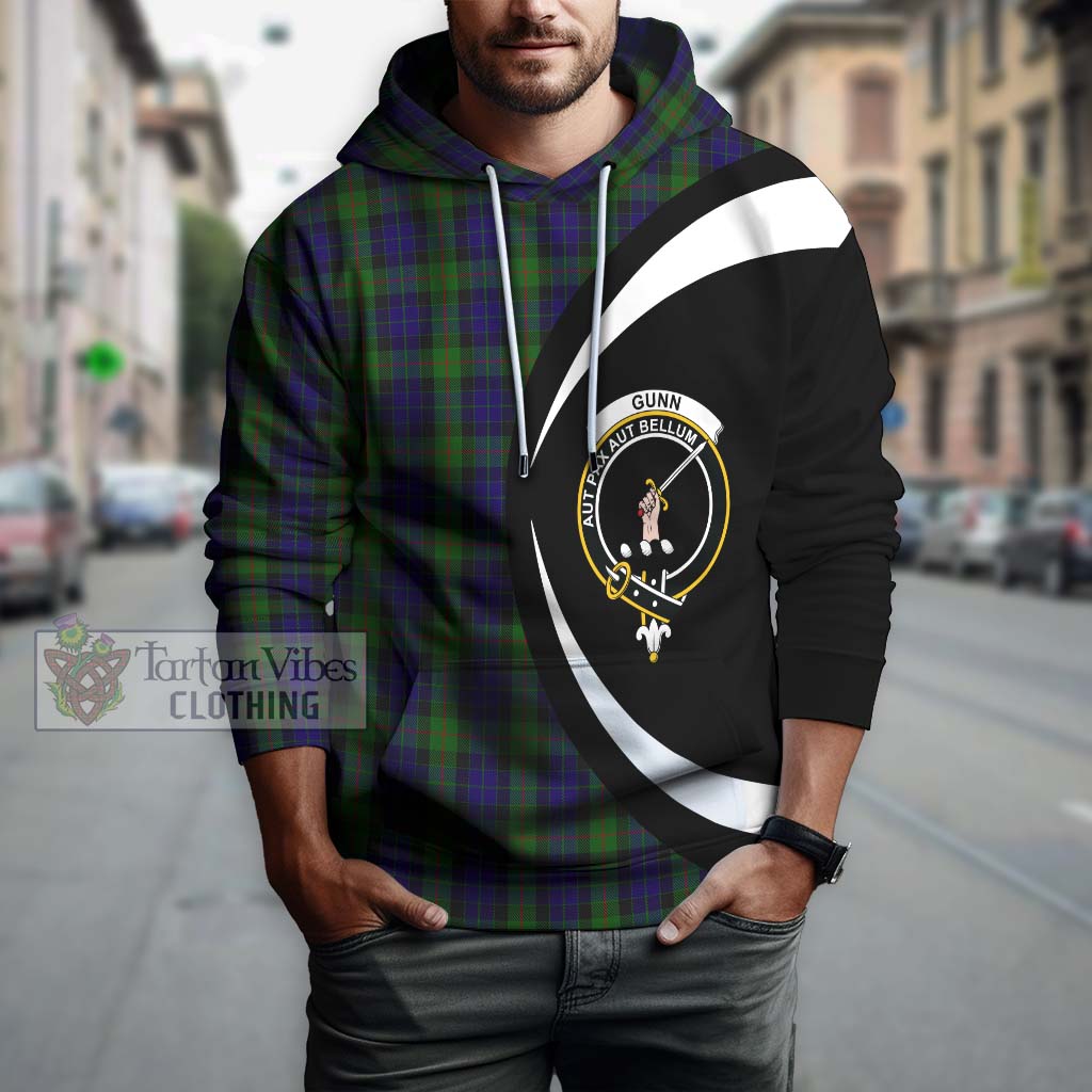 Tartan Vibes Clothing Gunn Tartan Hoodie with Family Crest Circle Style