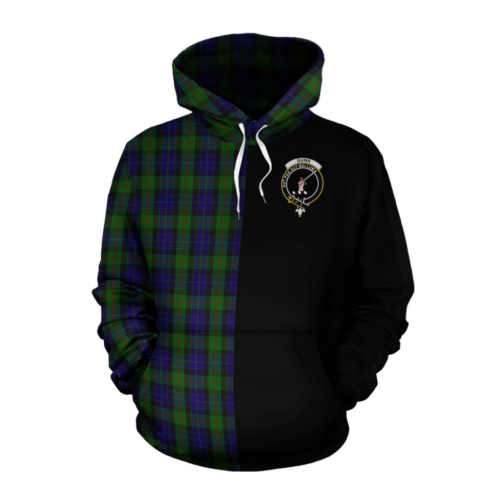 Tartan Vibes Clothing Gunn Tartan Cotton Hoodie with Family Crest and Half Of Me Style