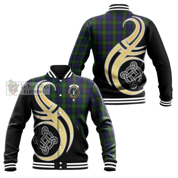 Gunn Tartan Baseball Jacket with Family Crest and Celtic Symbol Style